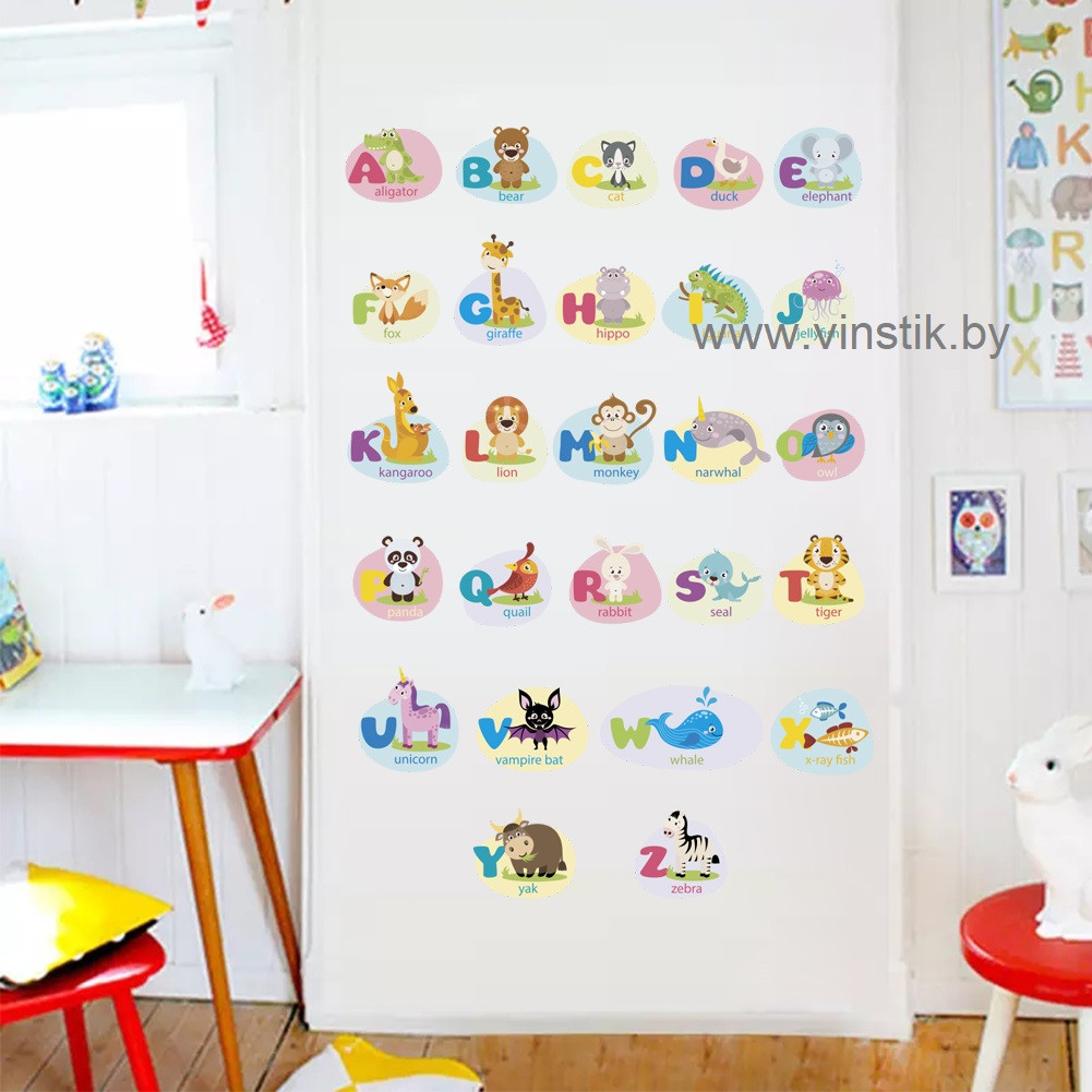 Наклейка на стену для детского сада «Алфавит английский XL» - фото 3 - id-p156733636
