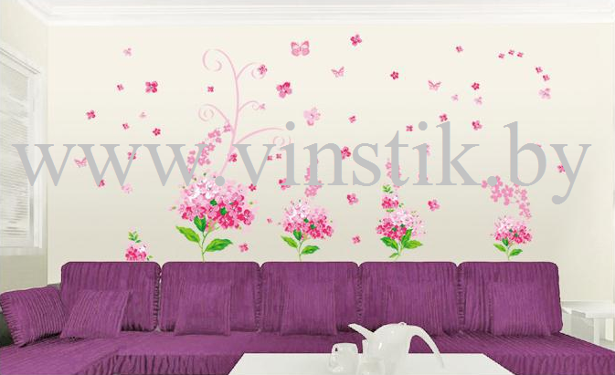 Наклейка интерьерная «Цветы Флоксы, розовые XL» - фото 3 - id-p156733640