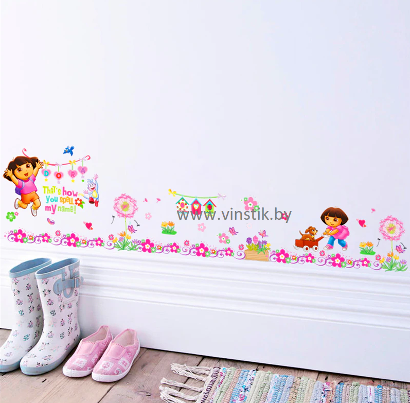 Наклейка на стену для девочек «Даша и цветочки» - фото 1 - id-p156733644