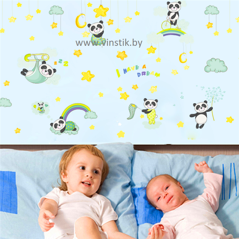 Наклейка на стену для детей «Спящие пандочки» - фото 4 - id-p156733672