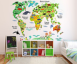 Наклейка на стену для детского сада «Карта мира с животными XL», фото 4