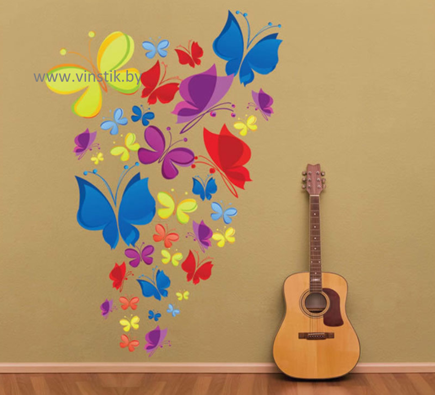 Наклейка на стену для девочек «Разноцветные бабочки XL» - фото 2 - id-p156733678