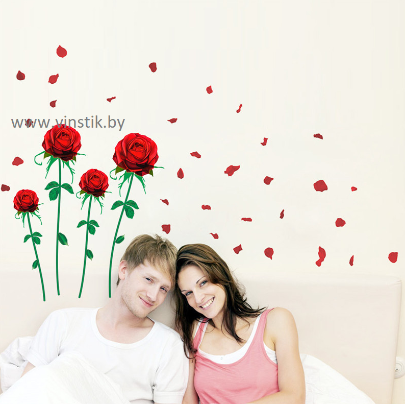 Наклейка интерьерная «Цветы Розы, красные» - фото 3 - id-p156733731