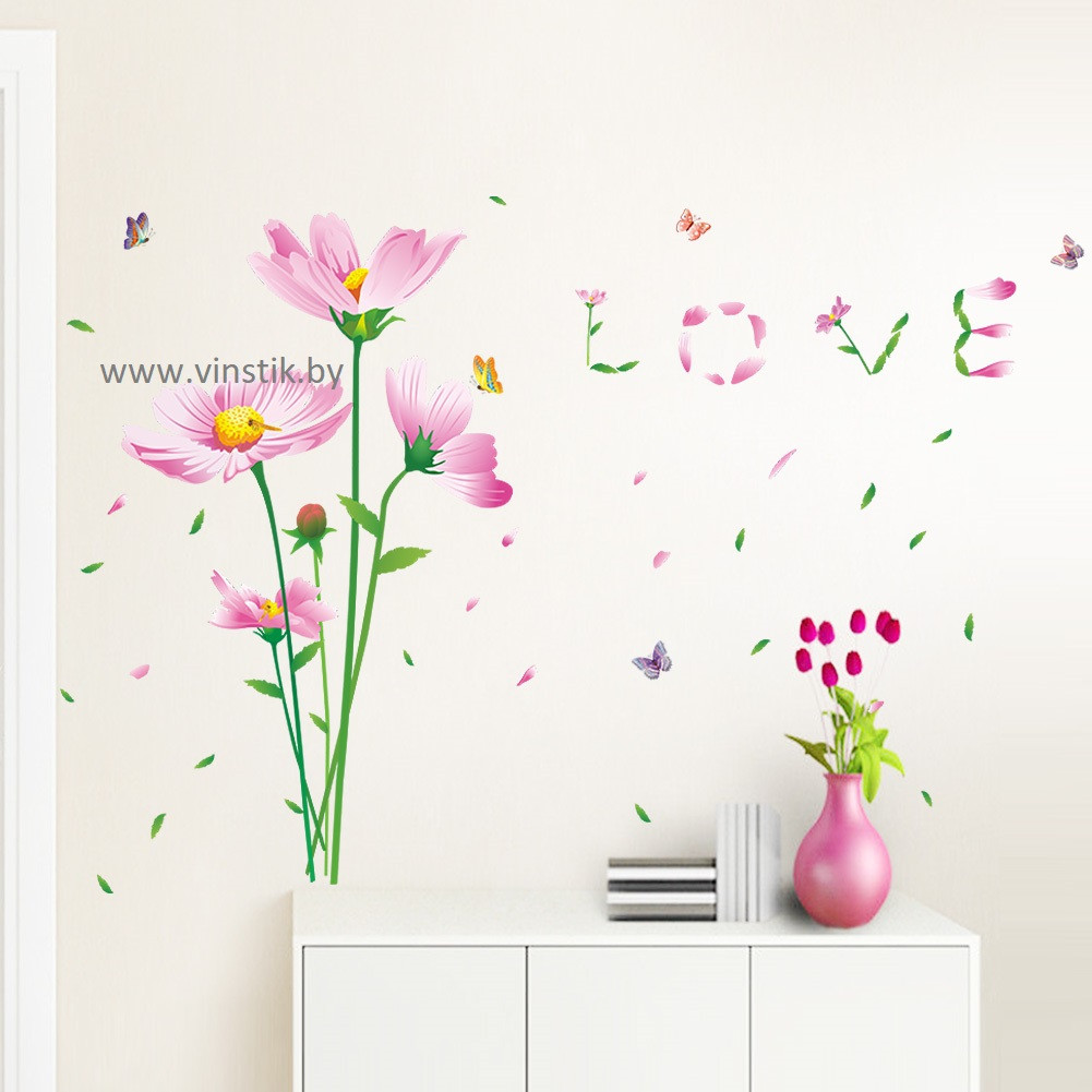 Наклейка интерьерная «Цветы Космеи» - фото 1 - id-p156733739