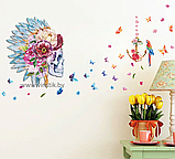 Наклейка на стену «Череп с цветами и бабочками», фото 2