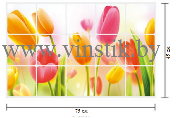 Наклейка интерьерная «Фартук Тюльпаны» - фото 8 - id-p156733765