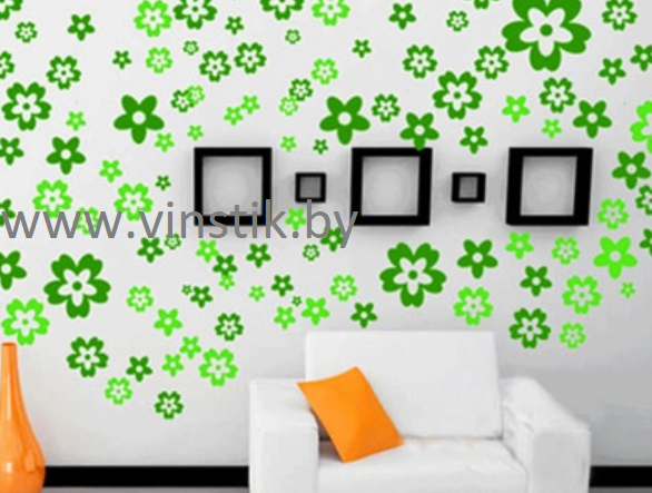 Наклейка на стену для девочек «Цветочки зелёные» - фото 1 - id-p156733774