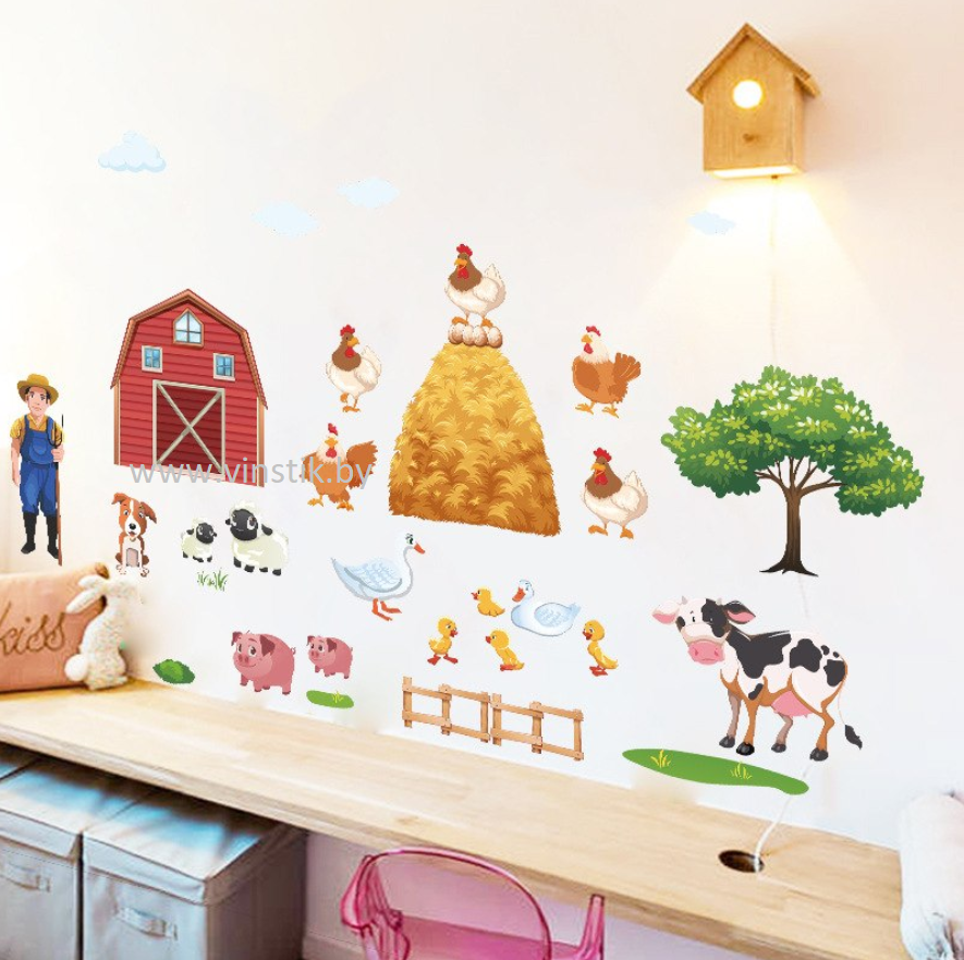 Наклейка на стену для детского сада «Ферма» - фото 2 - id-p156733775