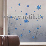 Наклейка на стену новогодняя «Новый год. Снежинки, голубые», фото 2