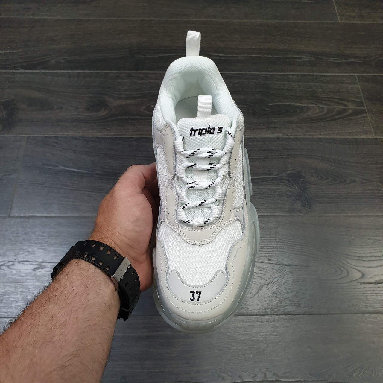 Кроссовки Balenciaga Triple S Clear Sole In White - фото 3 - id-p84588481