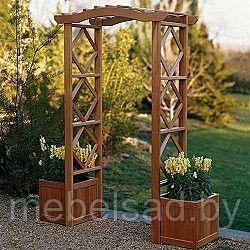 Пергола-арка садовая из массива сосны "Крит" с цветниками