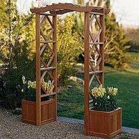 Пергола-арка садовая из массива сосны "Крит" с цветниками