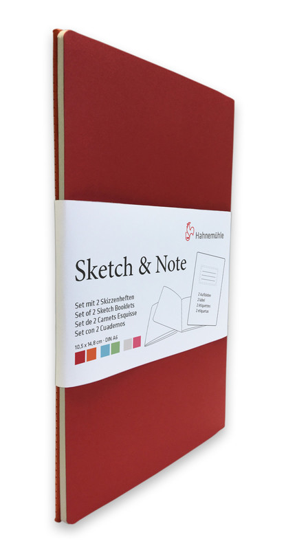 Скетчбук Sketch & Note, 125 г/м, набор из 2 шт., cerise / paprika, A6, 20 листов / 40 страниц