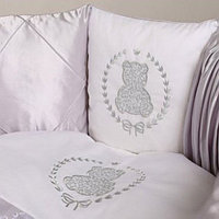 Комплект для овальной кровати 6 предметов Lappetti Sweet Teddy (розовый, бело-серый)