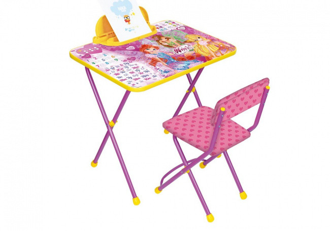 Набор детской мебели складной Винкс-2 пенал\стол\мягкий стул с подножкой В2А - фото 1 - id-p147654325