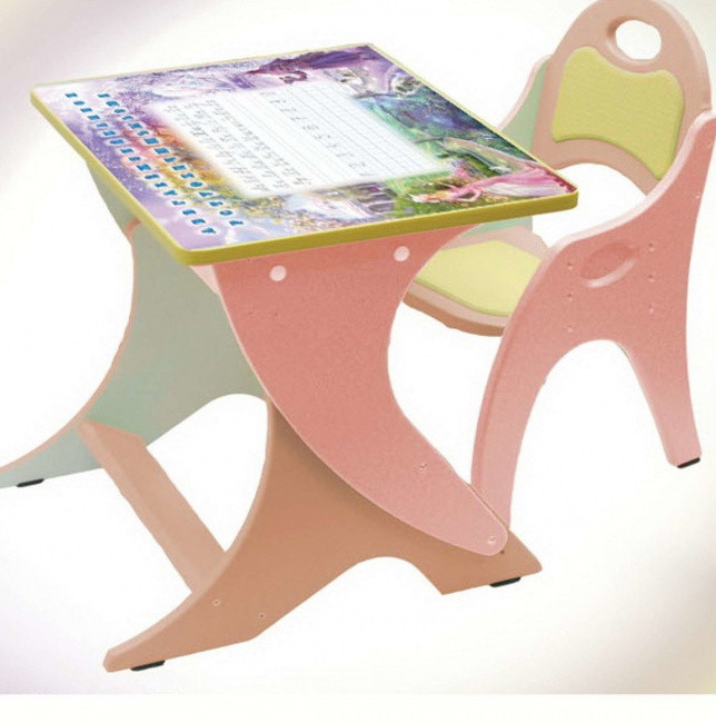Набор детской мебели №1 Розовый персиковый Зима-Лето (парта+стульчик) 14-324
