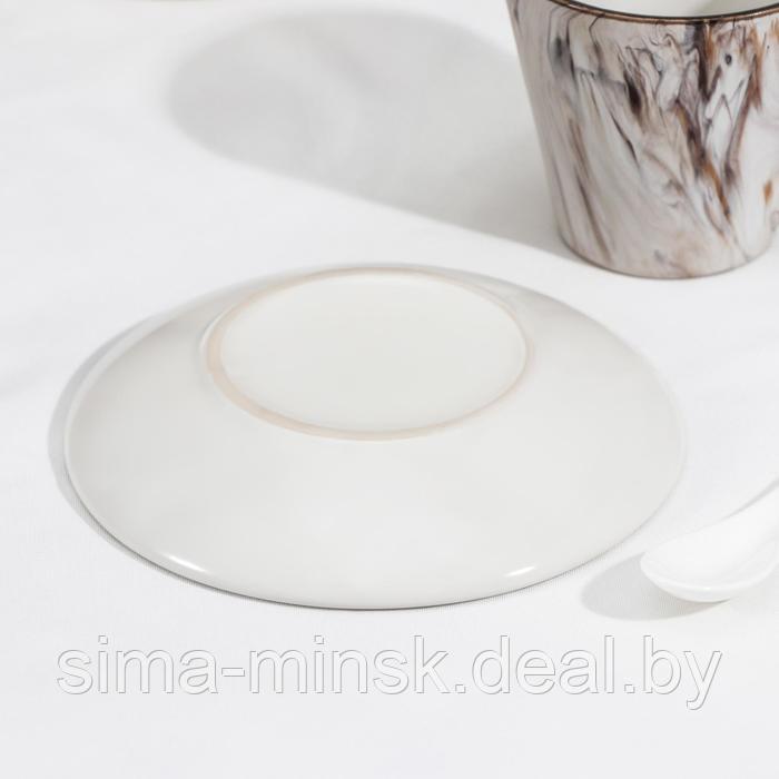 Набор чайный керамический на металлической подставке «Мрамор», 6 предметов: 2 чашки 200 мл, 2 блюдца d=14 см, - фото 4 - id-p156903742