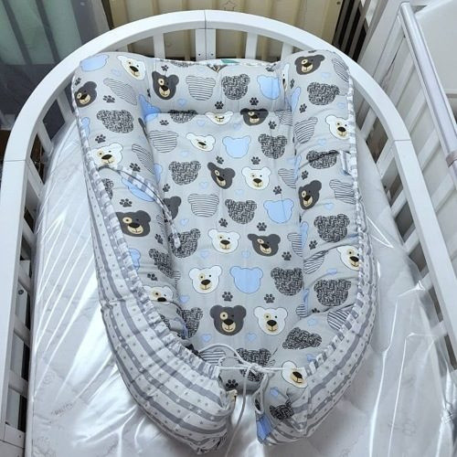 Матрасик-гнездышко для новорожденного Мишки-топтыжки Бязь 29913FE Серый