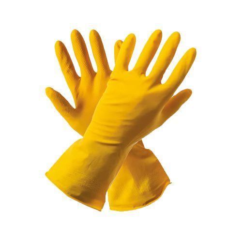 Перчатки хозяйственные латекс "Для деликатной уборки" с х/б напылением, желтые размеры M,L,XL, Komfi без НДС