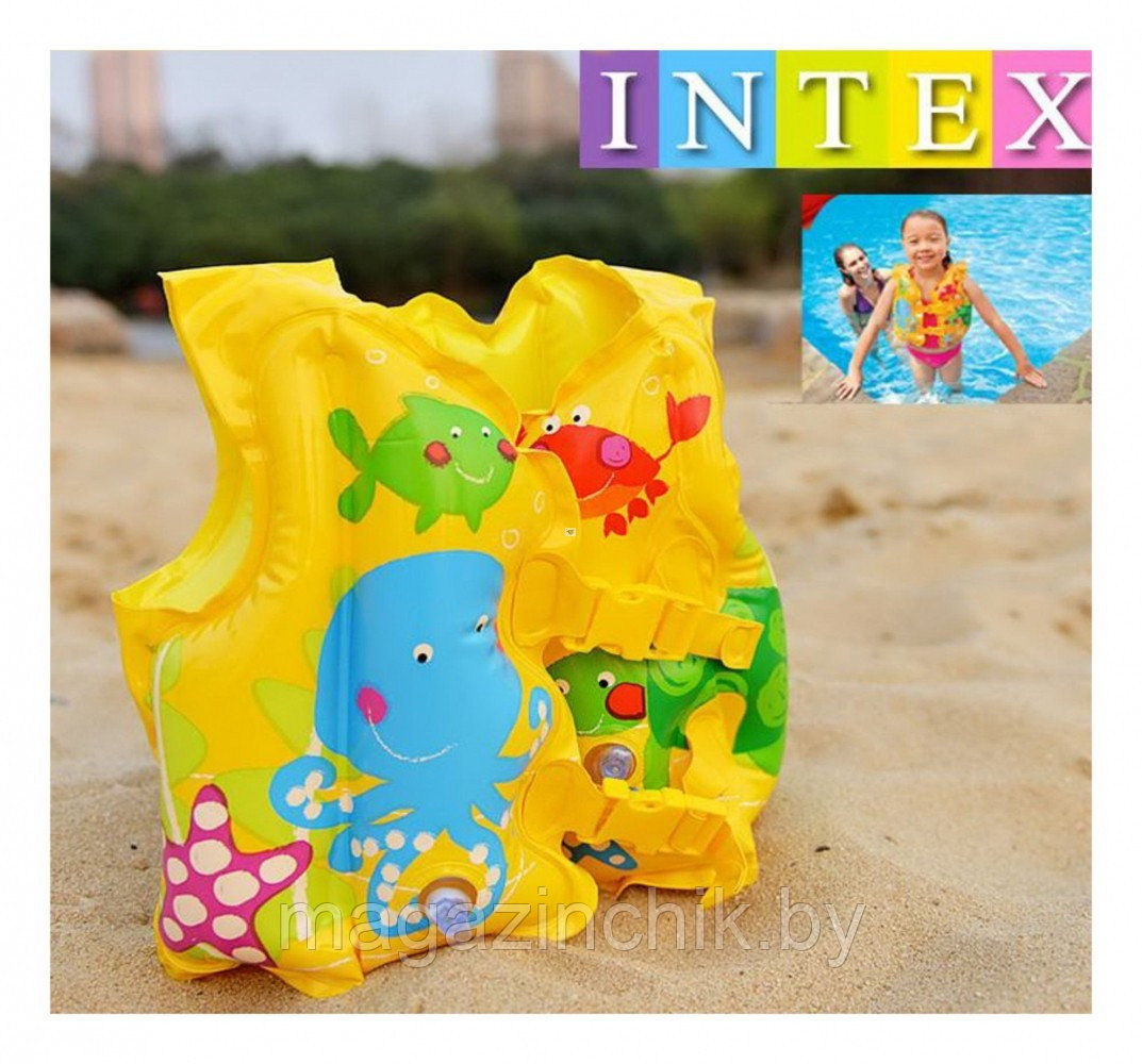 Жилет детский для плавания Intex 59661, желтый с рыбками, 3-5 лет - фото 7 - id-p156919004