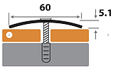 Профиль стыкоперекрывающий ПС 60-1НС сатин из нержавеющей стали 60 мм 0,9м, фото 2
