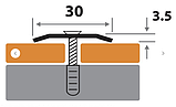 Профиль стыкоперекрывающий ПС 30НСП полированный из нержавеющей стали 30 мм 0,9м, фото 2