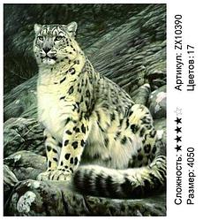 Алмазная мозаика на подрамнике Белый леопард 40x50 (ZX10390)