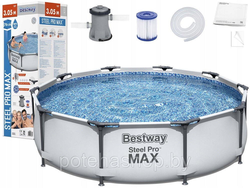 Каркасный бассейн Bestway Steel Pro Max 56408 (305x76) с фильтр-насосом