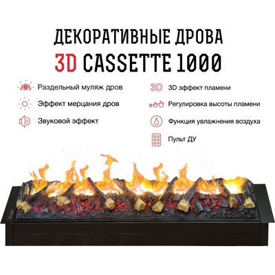 Электрокамин Real Flame 3D Cassette 1000 - фото 1 - id-p156939476