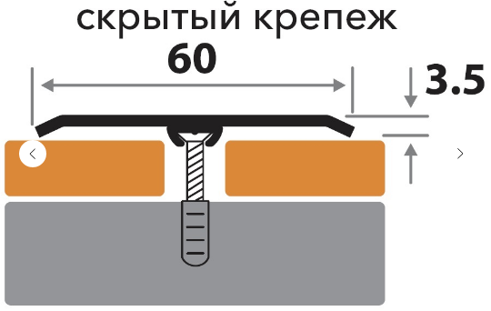 Профиль стыкоперекрывающий со скрытым крепежом ПС 60-2НСП полировка из нержавеющей стали 60 мм 2,7м - фото 2 - id-p156961690