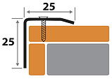 Профиль угловой 25*25*1350мм полировка из нержавеющей стали ПУ 25НСП клеевая основа, фото 2