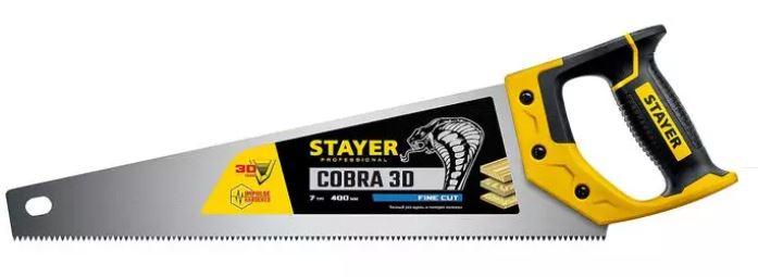 Ножовка универсальная (пила) "Cobra 3D" 400мм, 7TPI, 3D зуб, точн.рез вдоль и поперек волокон, для с