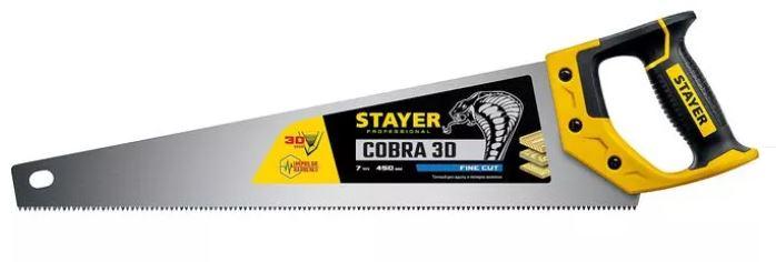 Ножовка универсальная (пила) "Cobra 3D" 450мм, 7TPI, 3D зуб, точн.рез вдоль и поперек волокон - фото 1 - id-p154887428