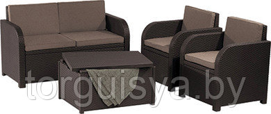 Набор уличной мебели Modena 2 (скамья двухместная,2 кресла, стол-cундук), коричневый