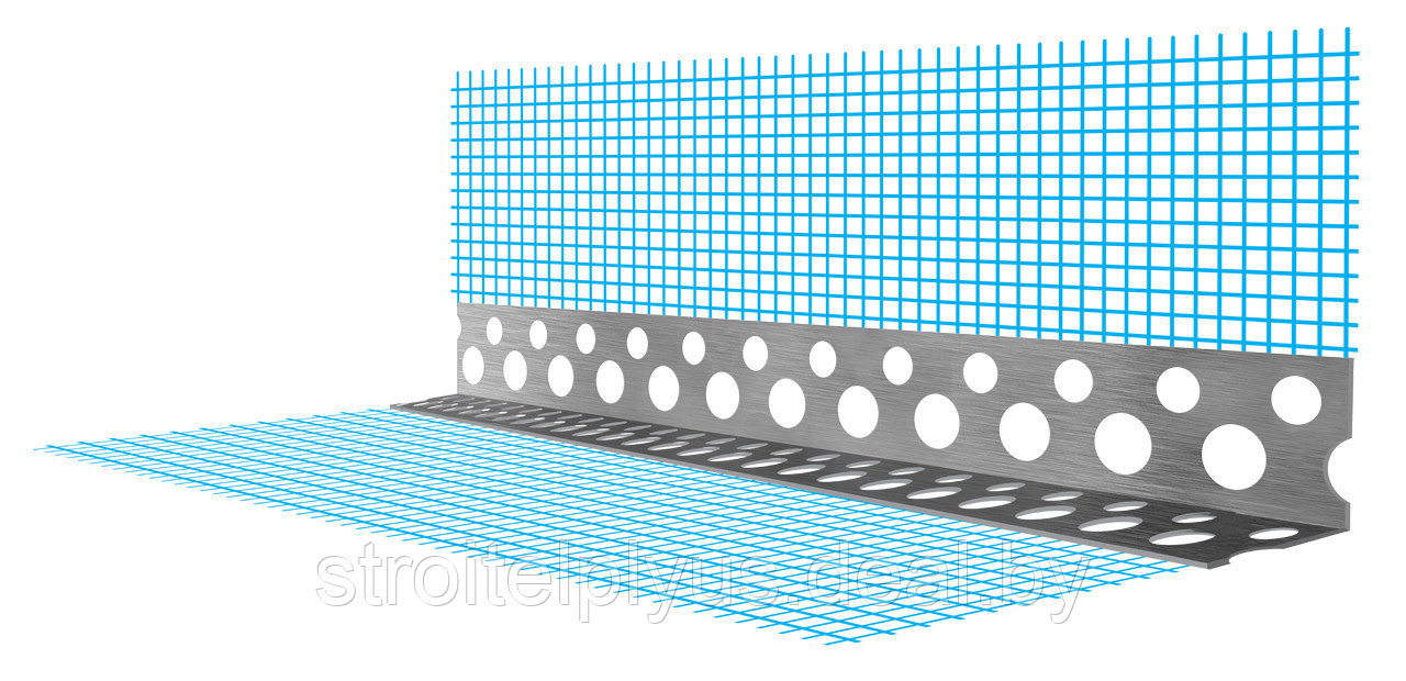 Уголок алюминиевый перфорированный с штукатурной сеткой 3м голубой - фото 1 - id-p157008026