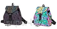 Светящийся неоновый рюкзак-сумка  Хамелеон. Светоотражающий рюкзак (р.M), фото 3