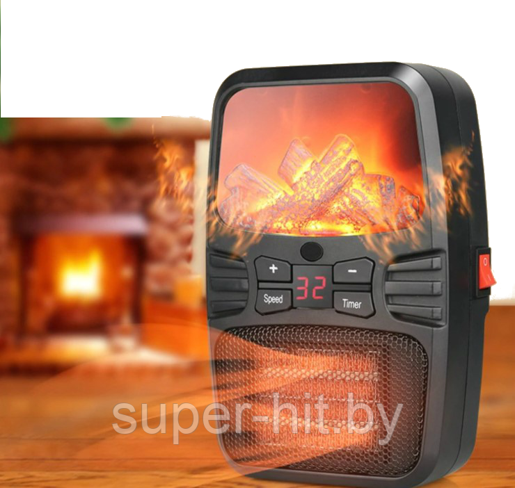 Портативный обогреватель "Камин" Flame Heater (Handy Heater) с пультом управления и с LCD-дисплеем  (500Вт)