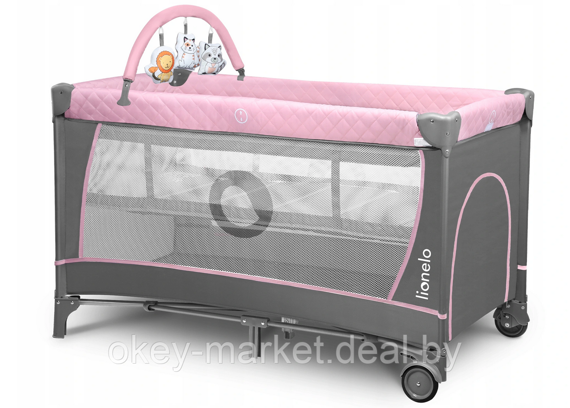 Манеж- кровать Lionelo Flower Flamingo Pink, фото 2