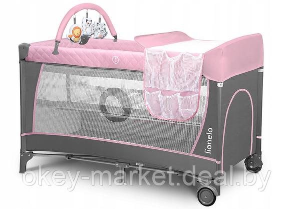 Манеж- кровать Lionelo Flower Flamingo Pink, фото 3