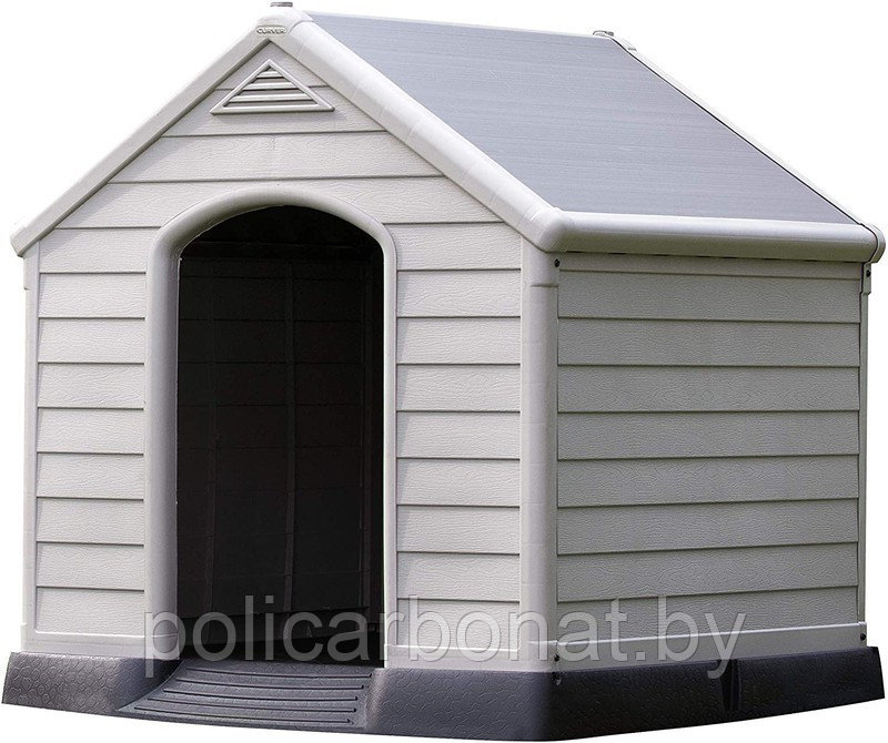Будка пластиковая уличная для дом. питомца Dog house, серый