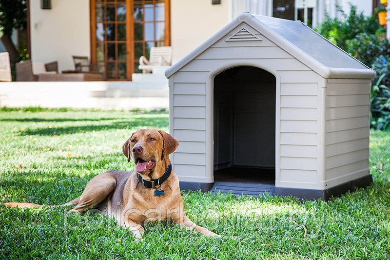 Будка пластиковая уличная для дом. питомца Dog house, серый - фото 2 - id-p157046183