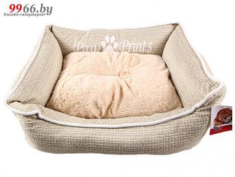Лежак для собак и кошки NS52 бежевый спальное место для домашних животных плюшевая лежанка питомца с мехом