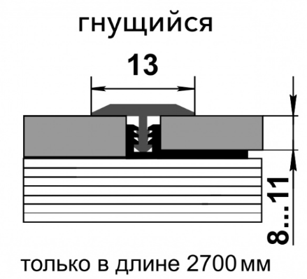 Профиль гибкий Т-образный ПС 09 золото люкс 13мм длина 2700мм - фото 2 - id-p157103411