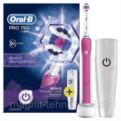 Электрическая зубная щетка Braun Oral-B PRO 750 3D White Pink (D16.513.UX)