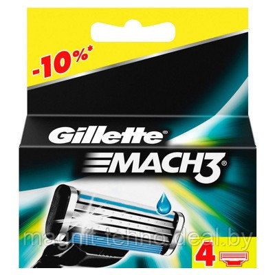 Сменные кассеты для бритья Gillette Mach3 4 шт. - фото 1 - id-p157122504