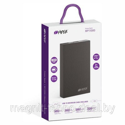 Портативное зарядное устройство Hiper RP11000 Black - фото 4 - id-p157122559