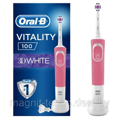 Электрическая зубная щетка Braun Oral-B Vitality 100 3D White D100.413.1 (Розовый) - фото 1 - id-p157124059