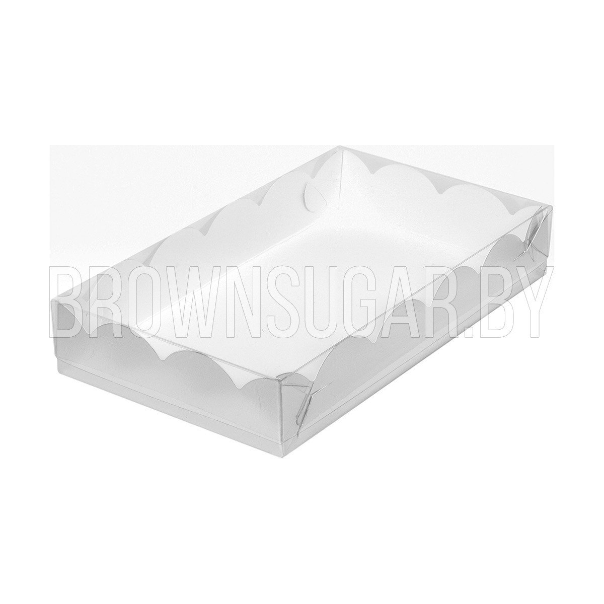 Коробка для печенья и пряников с прозрачной крышкой Белая (Россия, 200х120х35 мм) 080420 - фото 1 - id-p117132432