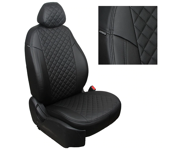 Чехлы из экокожи Ромб для Lada Granta sedan 40/60 airbag 2012-н.в.