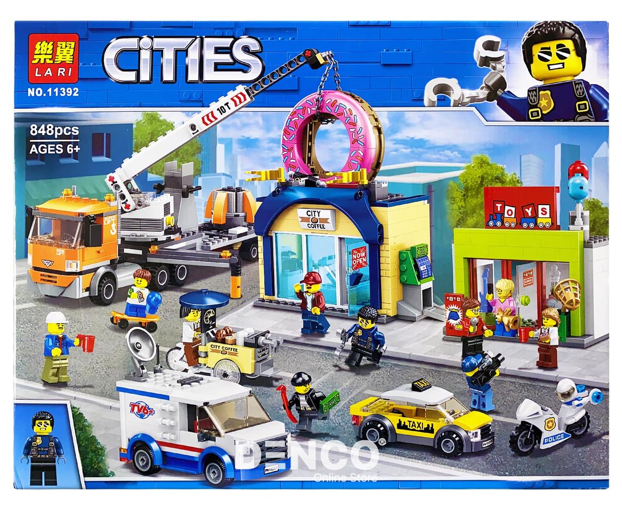 Конструктор Открытие магазина по продаже пончиков, Lari 11392, аналог LEGO City 60233a